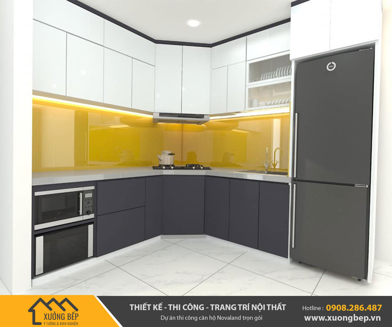 Dự án thiết kế thi công lắp đặp tủ bếp căn hộ nhà chị Hương - TPHCM 2