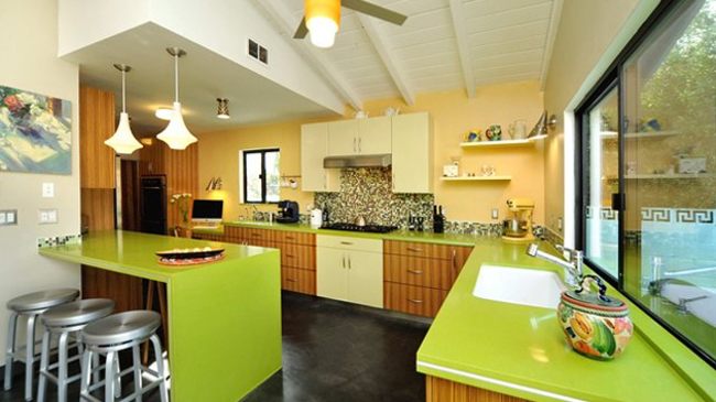 Nội thất nhà bếp xanh lá đẹp tươi mát 8