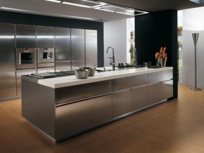 Thiết kế nội thất bếp đẹp ấn tượng chất liệu nội thất màu bạc 3