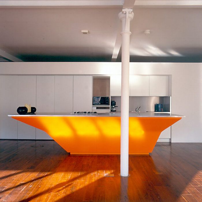 Nội thất nhà bếp đẹp với màu cam nổi bật, hình ảnh bếp 4