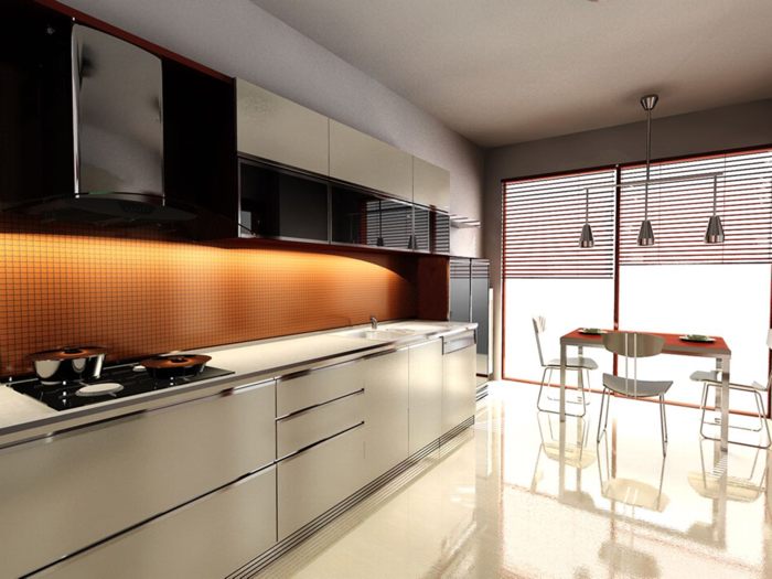 Nội thất nhà bếp đẹp với màu cam nổi bật, hình ảnh bếp 7