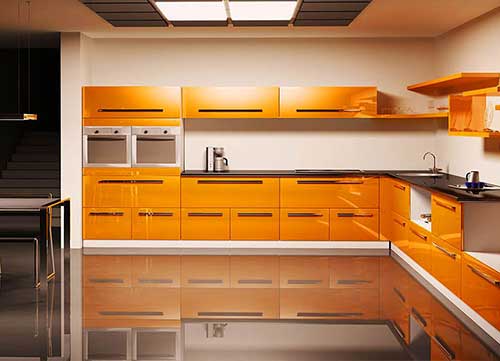 Thiết kế mẫu tủ bếp ,màu cam cho gia chủ trẻ trung,năng động