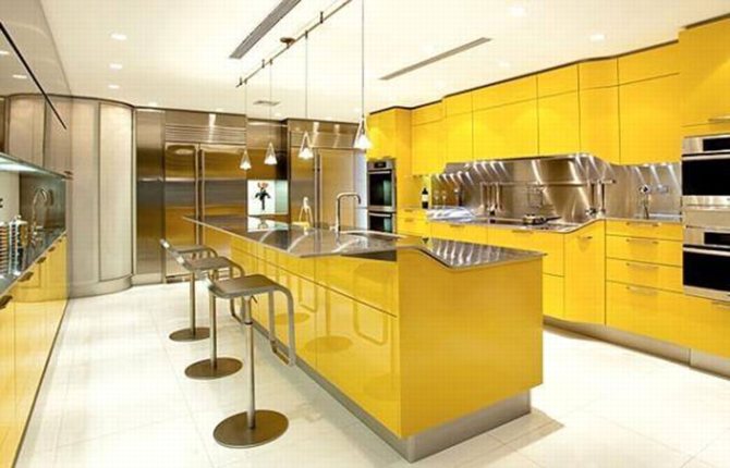 Ý tưởng thiết kế tủ bếp acrylic đẹp màu vàng đẹp 1