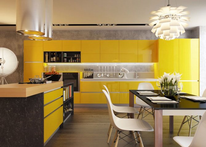 Ý tưởng thiết kế tủ bếp acrylic đẹp màu vàng đẹp 3