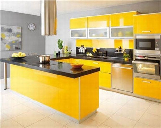 Ý tưởng thiết kế tủ bếp acrylic đẹp màu vàng đẹp 6