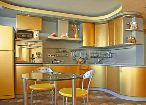 hiện đại ấn tượng, Nội thất căn bếp,hiện đại với tông vàng ánh kim